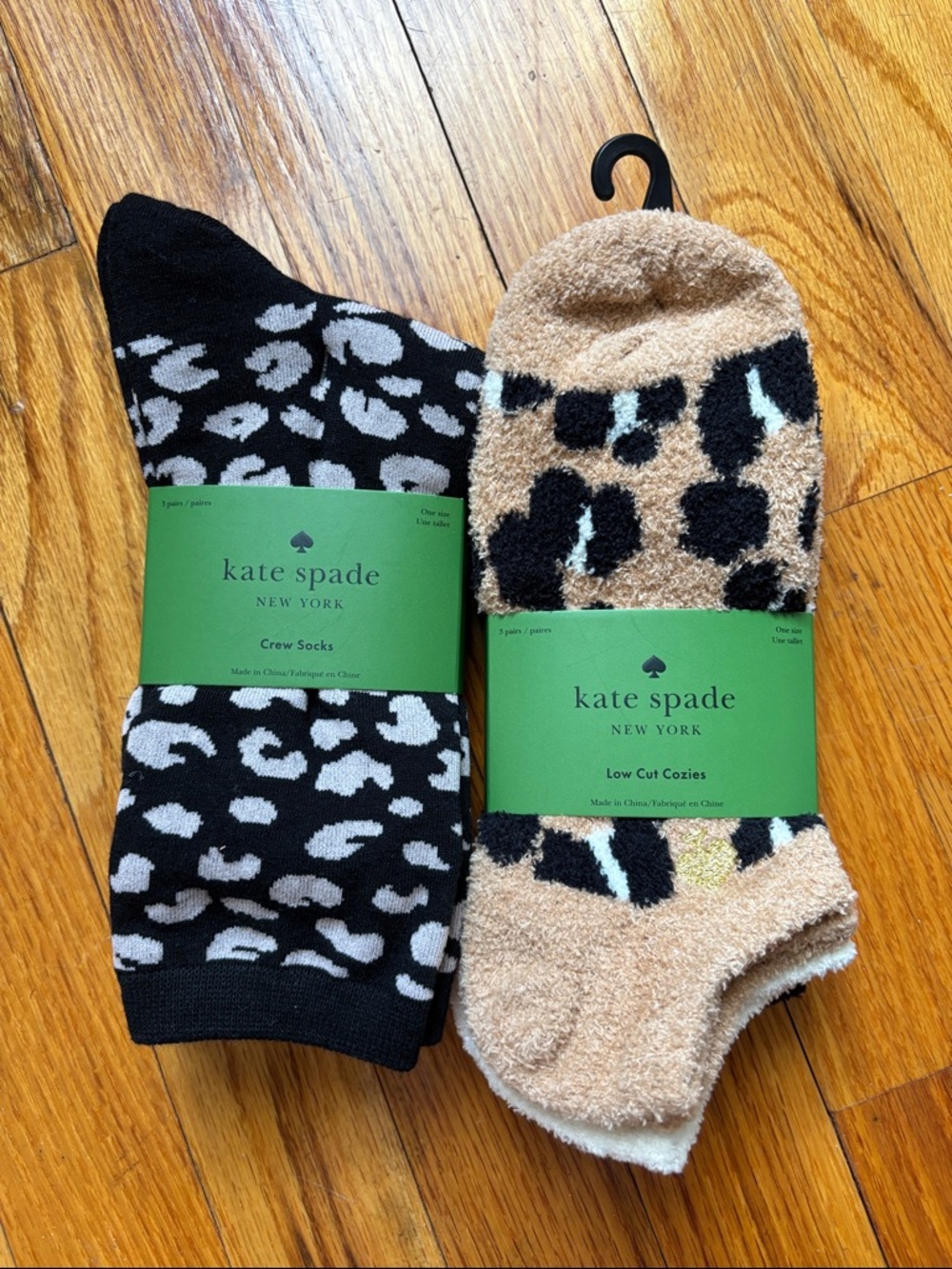 kate spade Leopard Print Crew and Low-Cut Cozy Socks NWT